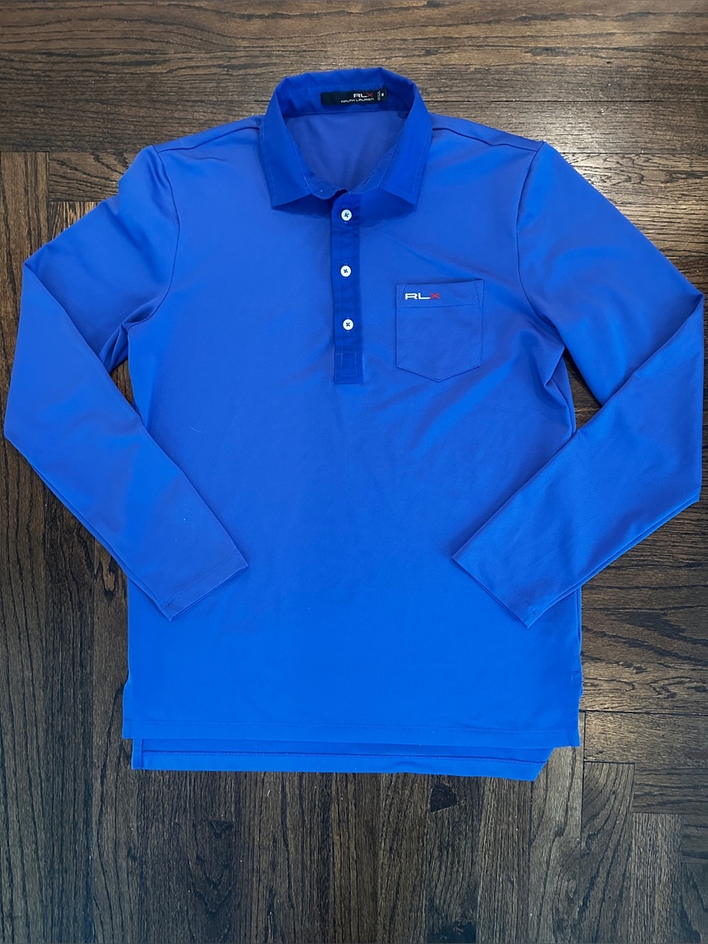 RLX Ralph Lauren Long Sleeve Gold Polo - Royal Blue - Size M